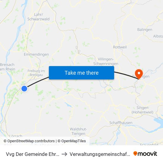 Vvg Der Gemeinde Ehrenkirchen to Verwaltungsgemeinschaft Tuttlingen map