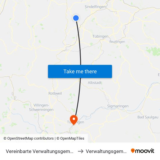 Vereinbarte Verwaltungsgemeinschaft Der Stadt Herrenberg to Verwaltungsgemeinschaft Tuttlingen map