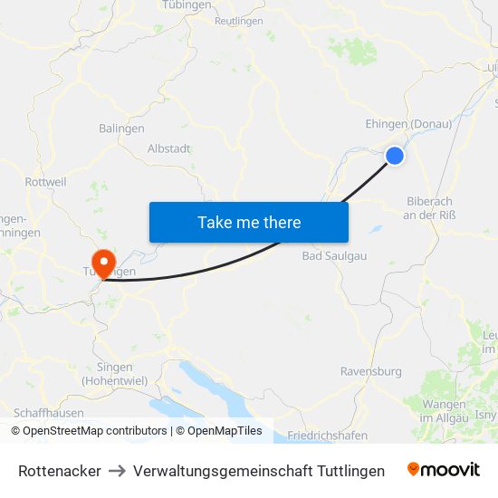 Rottenacker to Verwaltungsgemeinschaft Tuttlingen map