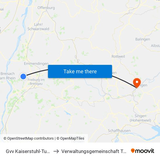 Gvv Kaiserstuhl-Tuniberg to Verwaltungsgemeinschaft Tuttlingen map