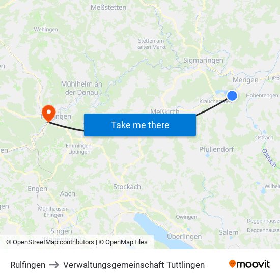 Rulfingen to Verwaltungsgemeinschaft Tuttlingen map