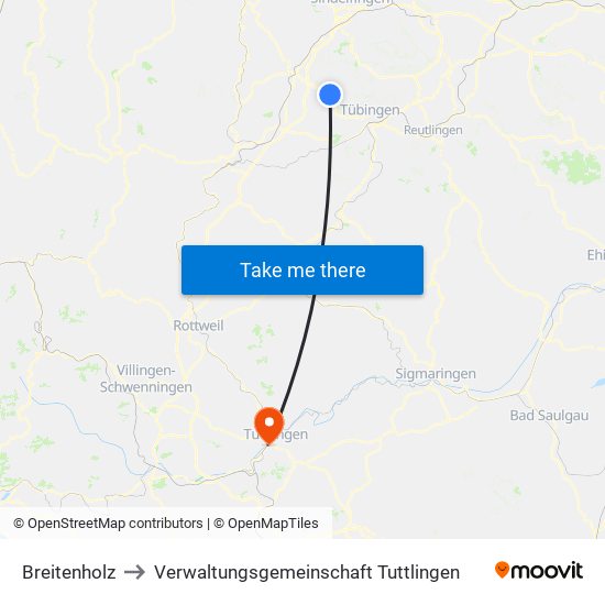 Breitenholz to Verwaltungsgemeinschaft Tuttlingen map