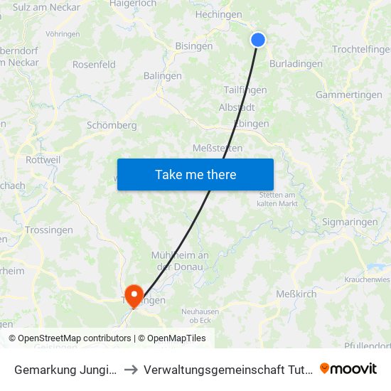 Gemarkung Jungingen to Verwaltungsgemeinschaft Tuttlingen map