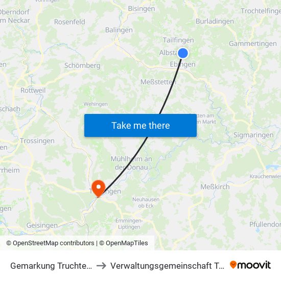 Gemarkung Truchtelfingen to Verwaltungsgemeinschaft Tuttlingen map