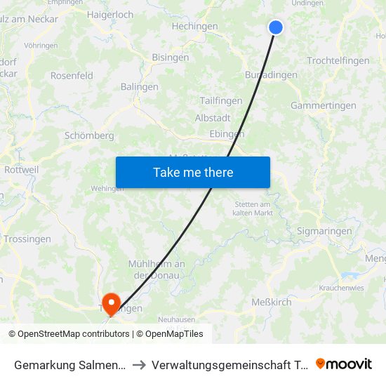 Gemarkung Salmendingen to Verwaltungsgemeinschaft Tuttlingen map