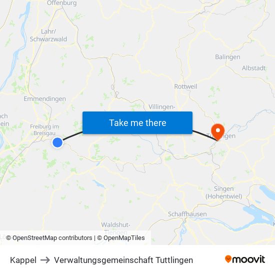 Kappel to Verwaltungsgemeinschaft Tuttlingen map