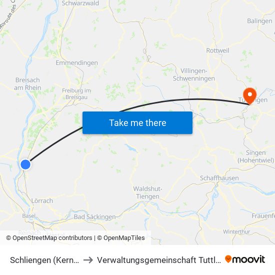 Schliengen (Kernort) to Verwaltungsgemeinschaft Tuttlingen map