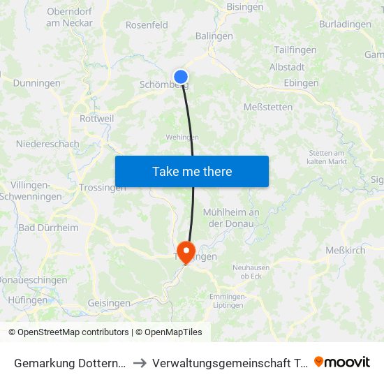 Gemarkung Dotternhausen to Verwaltungsgemeinschaft Tuttlingen map