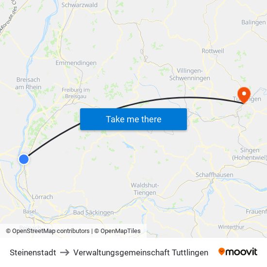 Steinenstadt to Verwaltungsgemeinschaft Tuttlingen map