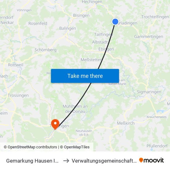 Gemarkung Hausen Im Killertal to Verwaltungsgemeinschaft Tuttlingen map