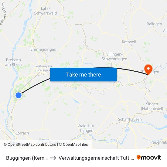 Buggingen (Kernort) to Verwaltungsgemeinschaft Tuttlingen map