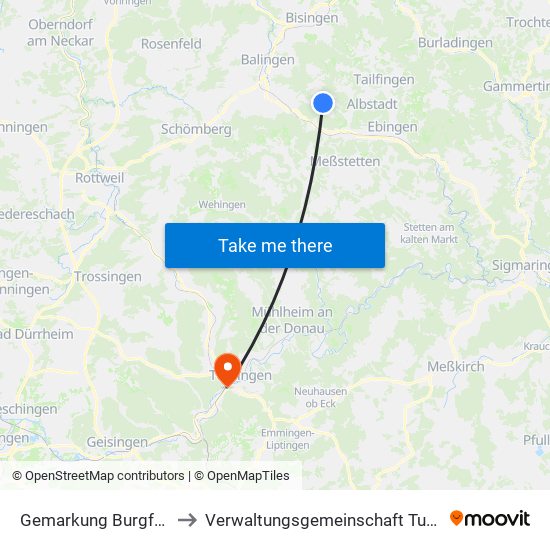 Gemarkung Burgfelden to Verwaltungsgemeinschaft Tuttlingen map