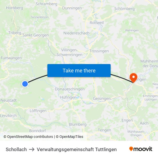 Schollach to Verwaltungsgemeinschaft Tuttlingen map