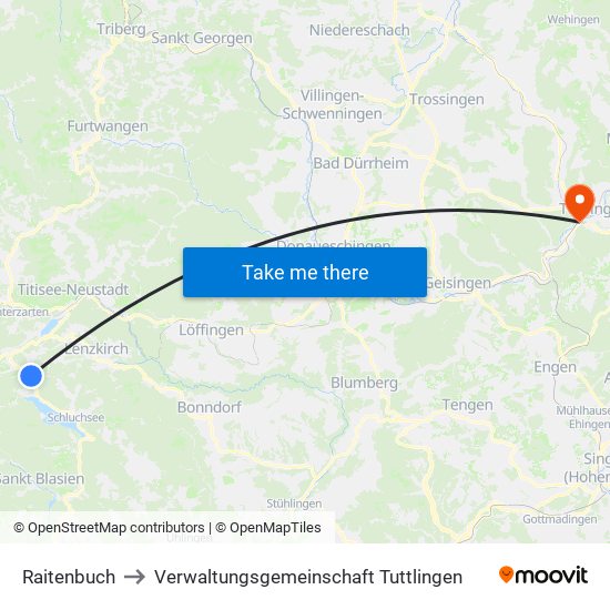 Raitenbuch to Verwaltungsgemeinschaft Tuttlingen map