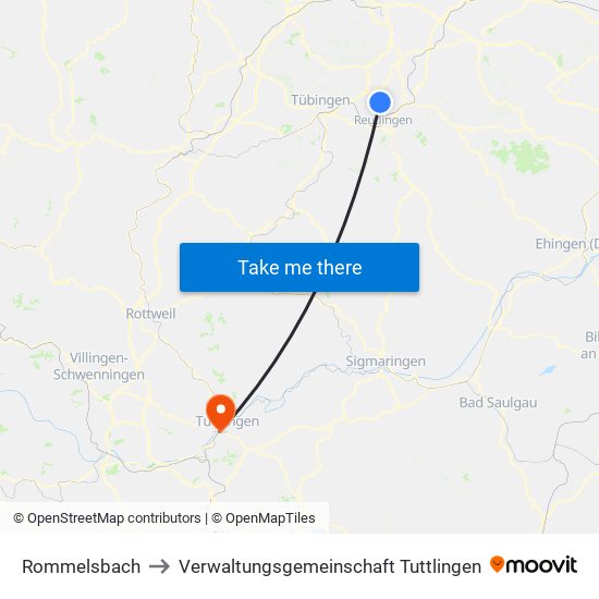 Rommelsbach to Verwaltungsgemeinschaft Tuttlingen map