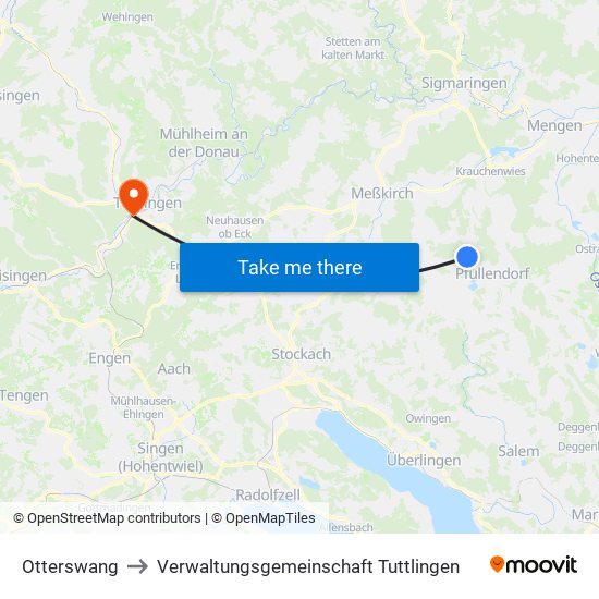 Otterswang to Verwaltungsgemeinschaft Tuttlingen map