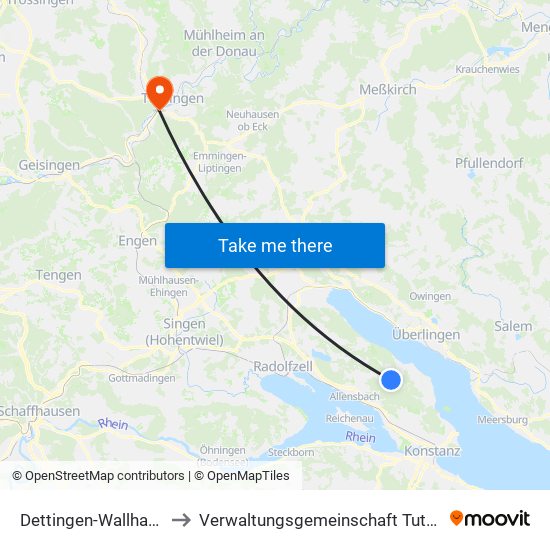 Dettingen-Wallhausen to Verwaltungsgemeinschaft Tuttlingen map