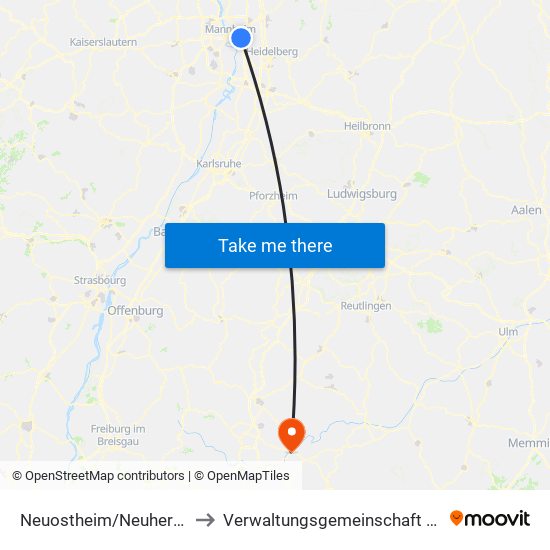 Neuostheim/Neuhermsheim to Verwaltungsgemeinschaft Tuttlingen map
