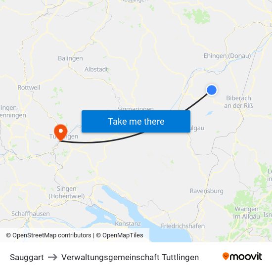Sauggart to Verwaltungsgemeinschaft Tuttlingen map