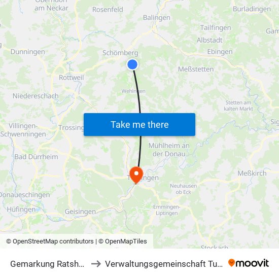 Gemarkung Ratshausen to Verwaltungsgemeinschaft Tuttlingen map