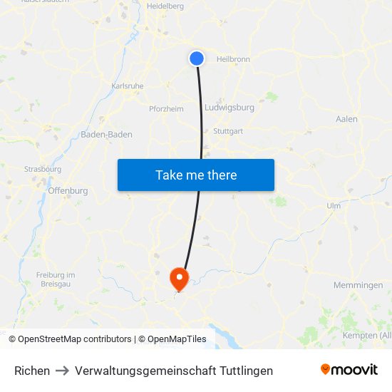 Richen to Verwaltungsgemeinschaft Tuttlingen map