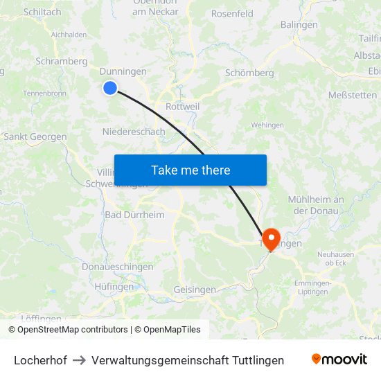 Locherhof to Verwaltungsgemeinschaft Tuttlingen map