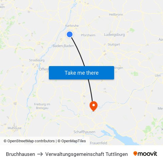 Bruchhausen to Verwaltungsgemeinschaft Tuttlingen map