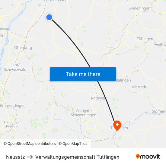 Neusatz to Verwaltungsgemeinschaft Tuttlingen map