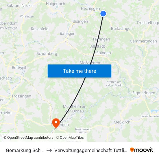 Gemarkung Schlatt to Verwaltungsgemeinschaft Tuttlingen map