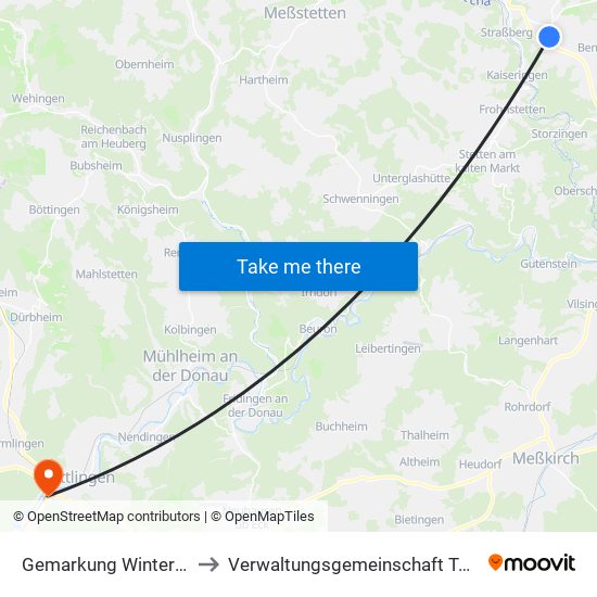 Gemarkung Winterlingen to Verwaltungsgemeinschaft Tuttlingen map