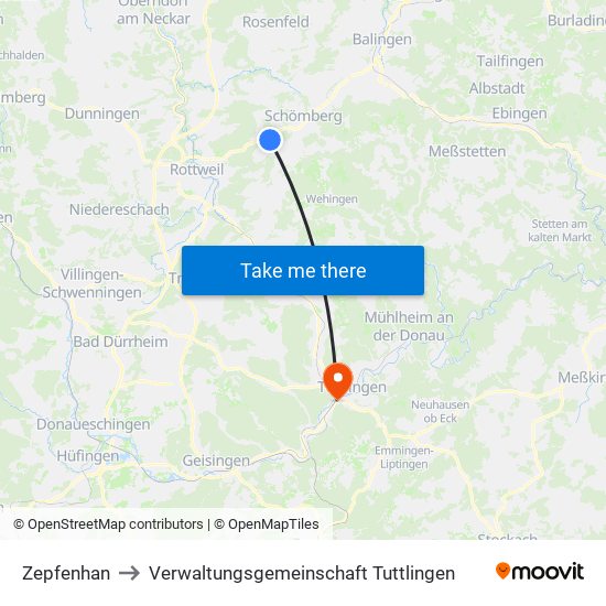 Zepfenhan to Verwaltungsgemeinschaft Tuttlingen map