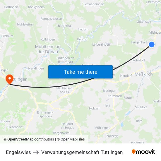 Engelswies to Verwaltungsgemeinschaft Tuttlingen map