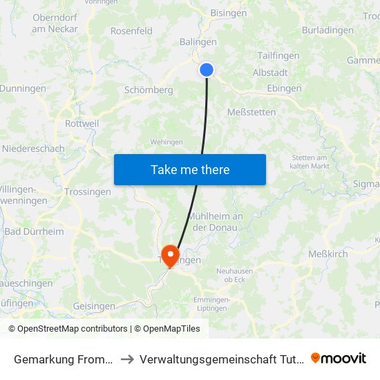 Gemarkung Frommern to Verwaltungsgemeinschaft Tuttlingen map