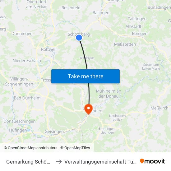 Gemarkung Schömberg to Verwaltungsgemeinschaft Tuttlingen map