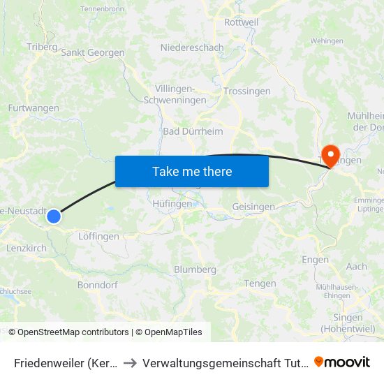 Friedenweiler (Kernort) to Verwaltungsgemeinschaft Tuttlingen map
