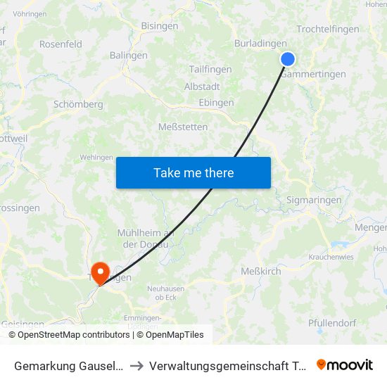 Gemarkung Gauselfingen to Verwaltungsgemeinschaft Tuttlingen map