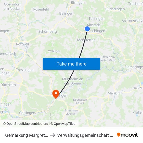 Gemarkung Margrethausen to Verwaltungsgemeinschaft Tuttlingen map