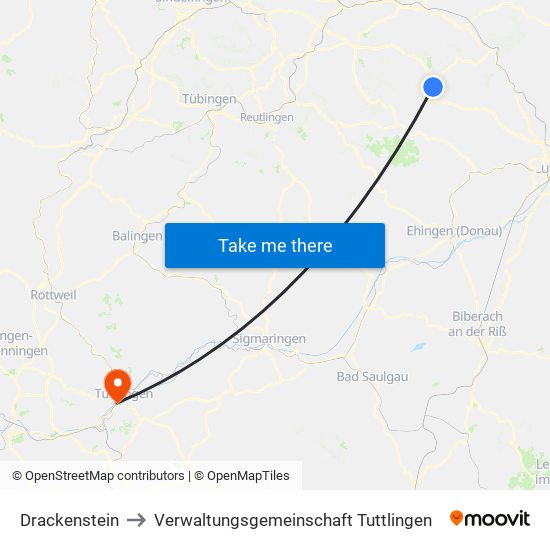 Drackenstein to Verwaltungsgemeinschaft Tuttlingen map