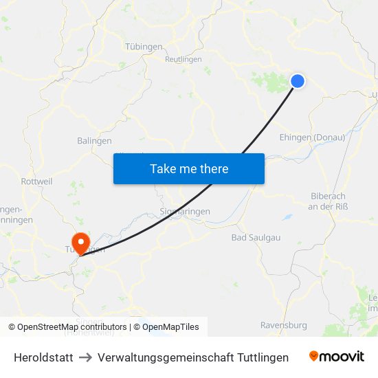 Heroldstatt to Verwaltungsgemeinschaft Tuttlingen map