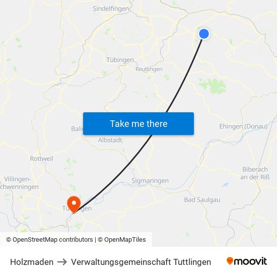 Holzmaden to Verwaltungsgemeinschaft Tuttlingen map