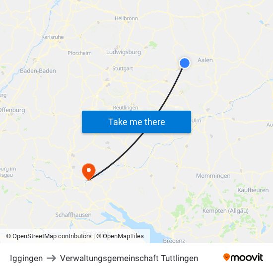 Iggingen to Verwaltungsgemeinschaft Tuttlingen map