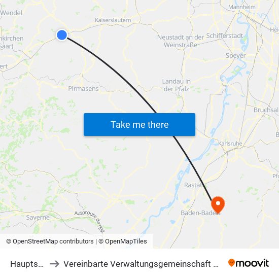 Hauptstuhl to Vereinbarte Verwaltungsgemeinschaft Gernsbach map