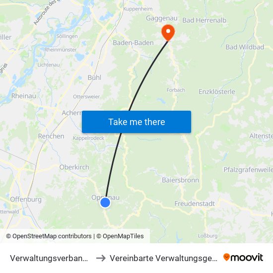 Verwaltungsverband Oberes Renchtal to Vereinbarte Verwaltungsgemeinschaft Gernsbach map