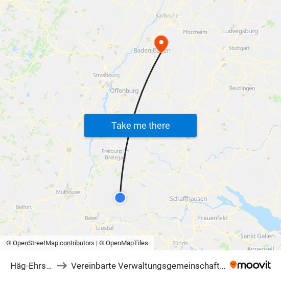 Häg-Ehrsberg to Vereinbarte Verwaltungsgemeinschaft Gernsbach map