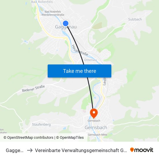 Gaggenau to Vereinbarte Verwaltungsgemeinschaft Gernsbach map