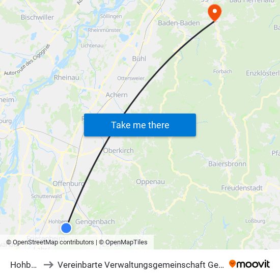 Hohberg to Vereinbarte Verwaltungsgemeinschaft Gernsbach map