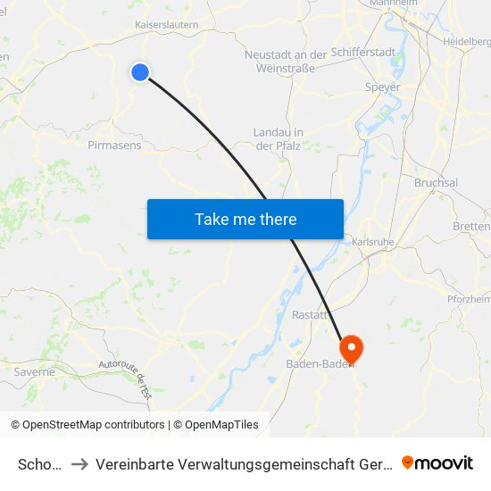 Schopp to Vereinbarte Verwaltungsgemeinschaft Gernsbach map