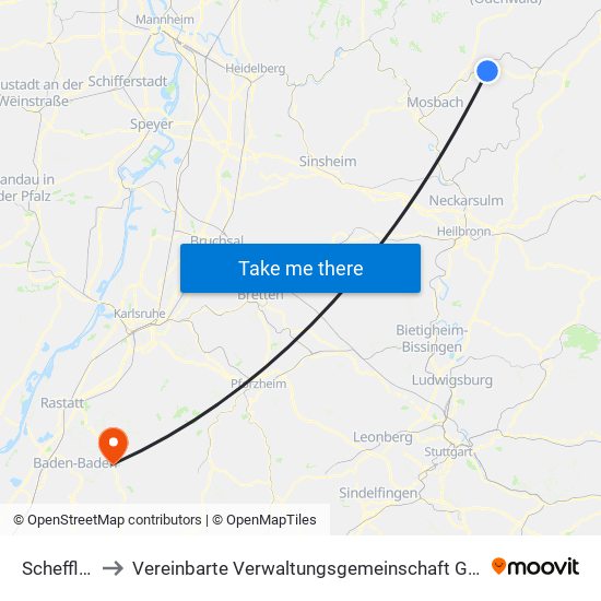 Schefflenz to Vereinbarte Verwaltungsgemeinschaft Gernsbach map