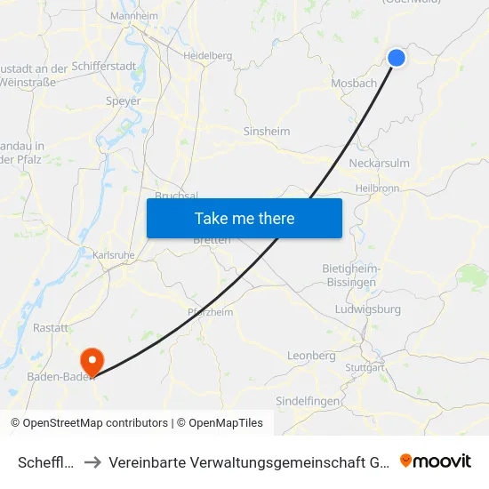 Schefflenz to Vereinbarte Verwaltungsgemeinschaft Gernsbach map
