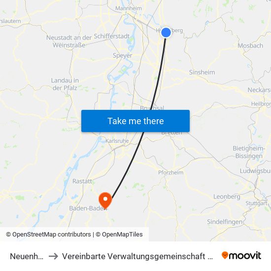 Neuenheim to Vereinbarte Verwaltungsgemeinschaft Gernsbach map